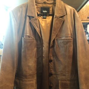 Weathered brown leather lightweight jacket